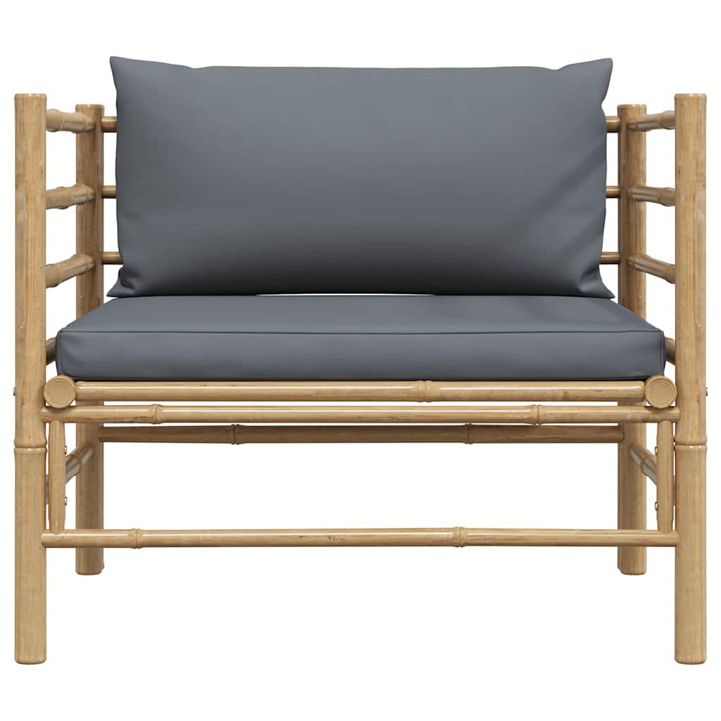 Gartensofa mit Dunkelgrauen Kissen Bambus